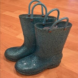 Sparkly Blue Kids' Rain Boots